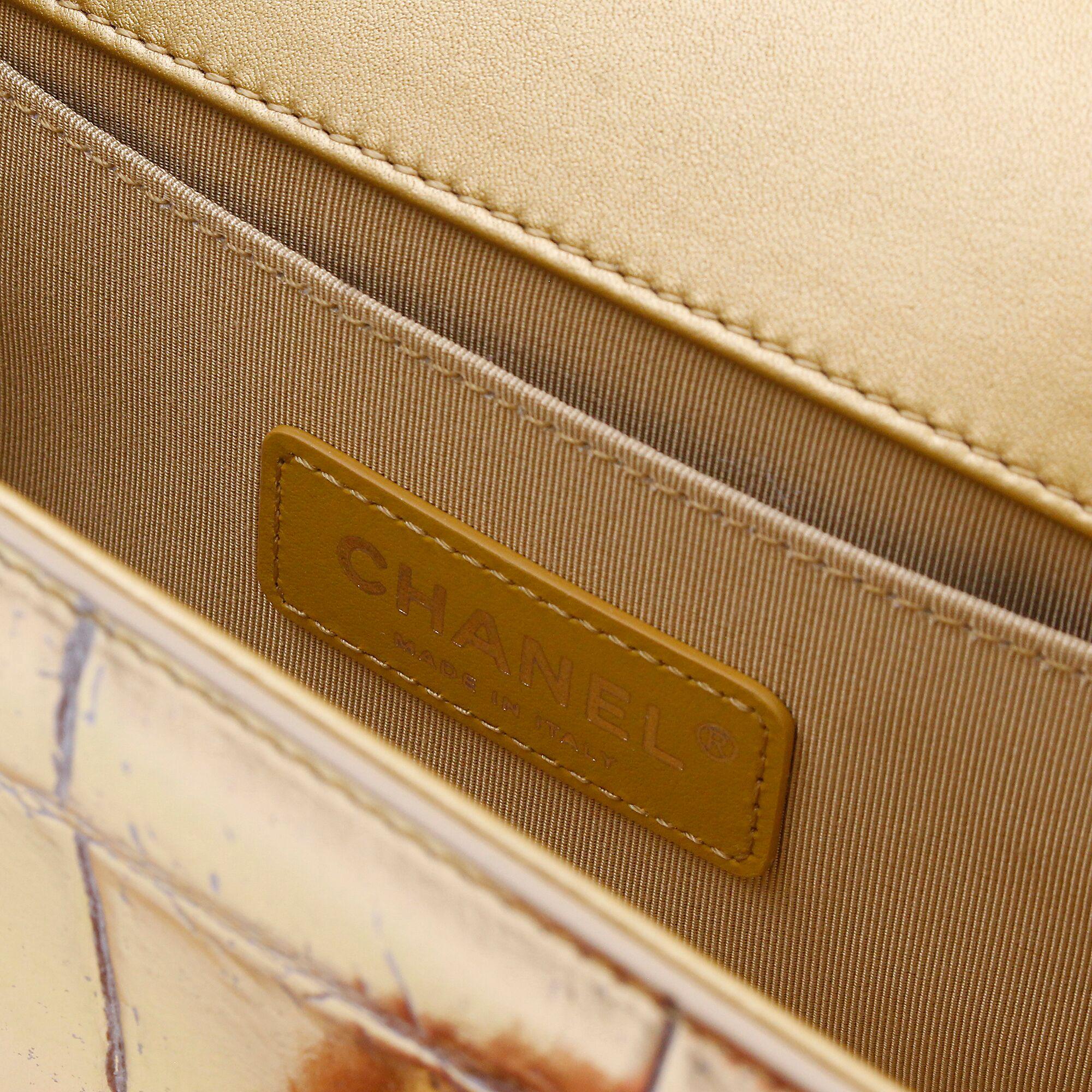 Chanel Small Crocodile Embossed Printed Gold Leather Boy Handbag A67085 4