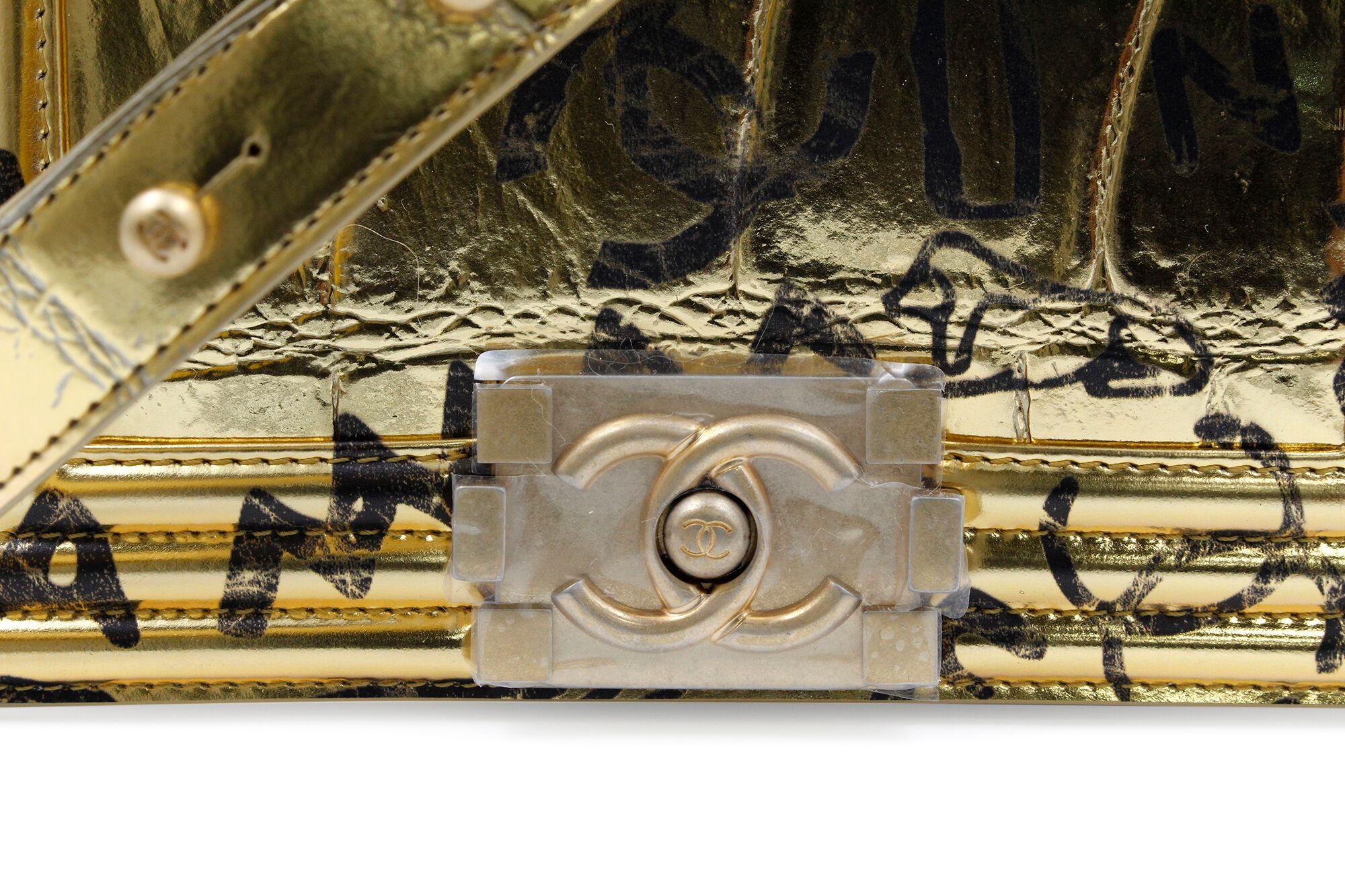 Chanel Small Crocodile Embossed Printed Gold Leather Boy Handbag A67085 6