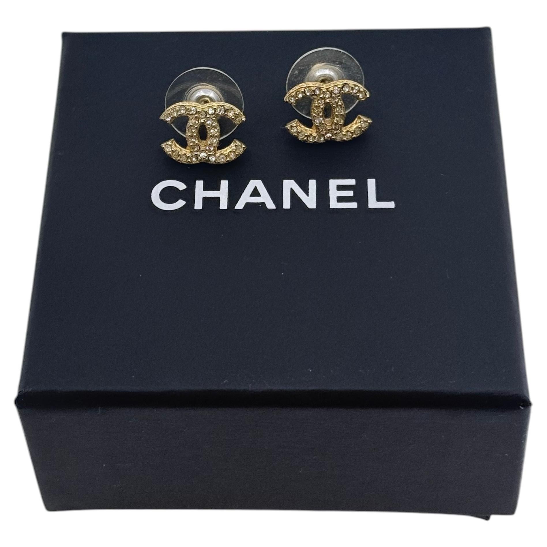 Chanel Kleiner Kristall CC Logo Gold Ohrstecker