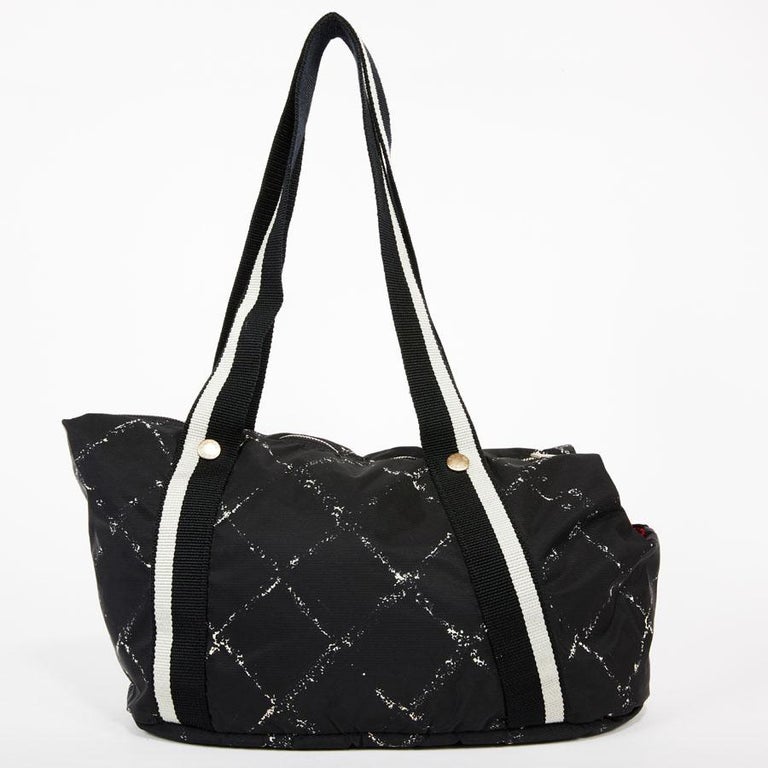 CHANEL Small Dog Bag in Black and Gray Canvas at 1stDibs chanel dog bag