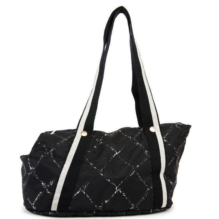CHANEL Small Dog Bag in Black and Gray Canvas at 1stDibs | chanel dog bag