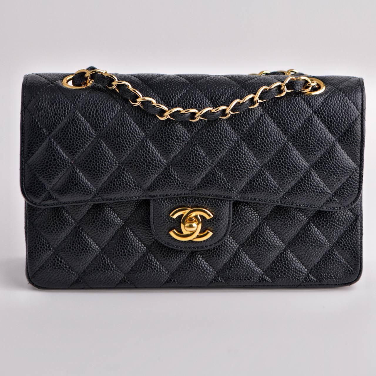 Chanel Small Double Classic Flap Calfskin GHW Bag In Excellent Condition For Sale In Banbury, GB