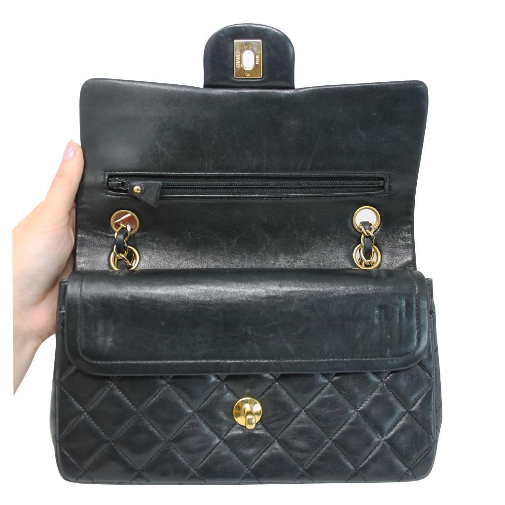 Chanel Small Double Flap Black Lambskin Handbag in Box Circa 1989-1991 3