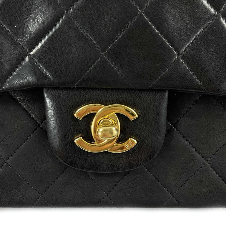 CHANEL Small Double Flap Black Leather Classic Crossbody Shoulder Bag