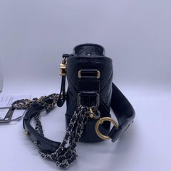 Chanel Small Gabrielle Dark Blue Aged Calfskin Logo Strap Hobo Bag