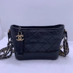 Chanel Small Gabrielle Hobo Bag in Black Aged Calfskin Mixed Hardware