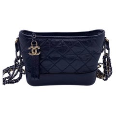 Chanel Small Gabrielle Hobo Bag in Black Aged Calfskin Mixed Hardware