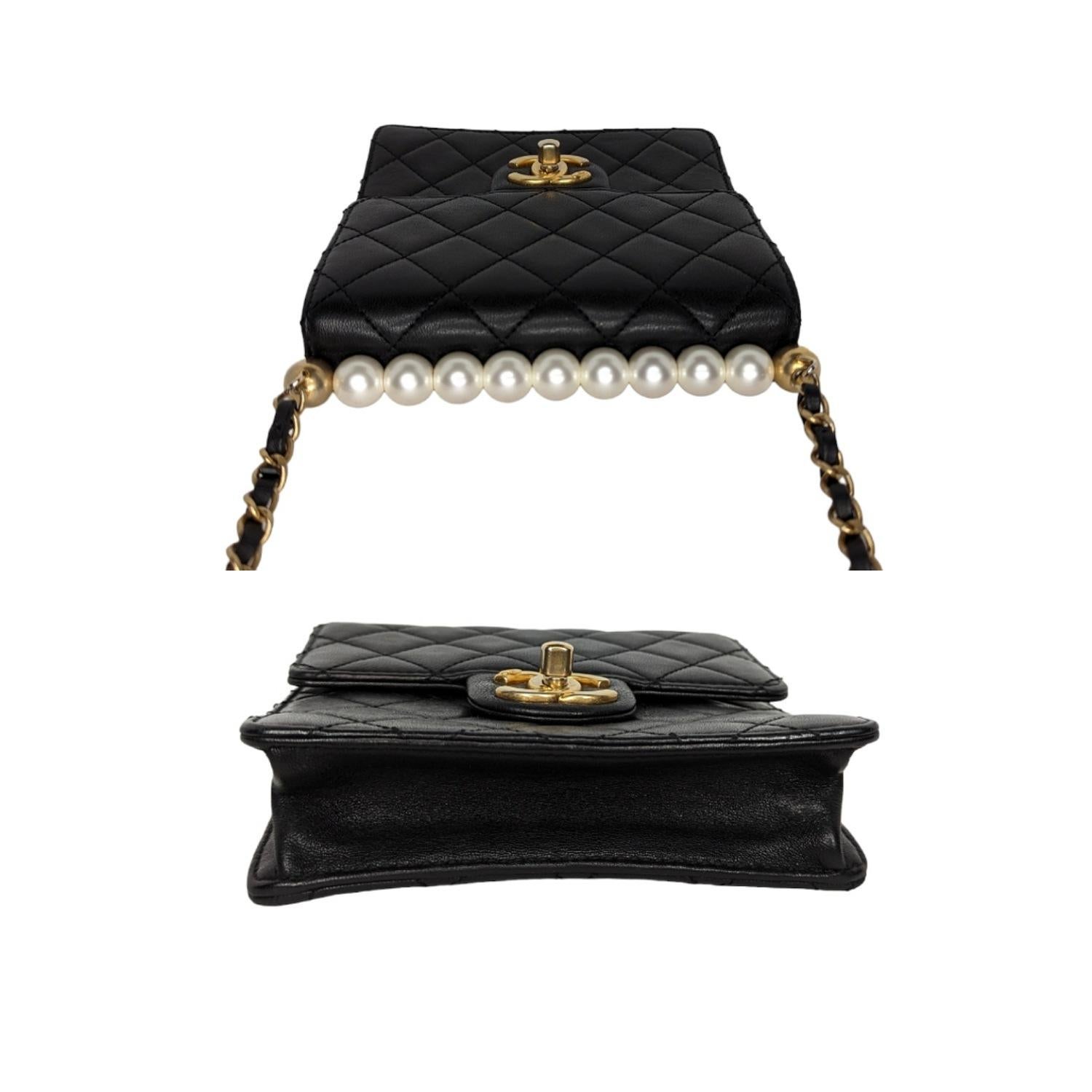 Women's Chanel Small Goatskin Quilted Chic Pearls Crossbody Flap