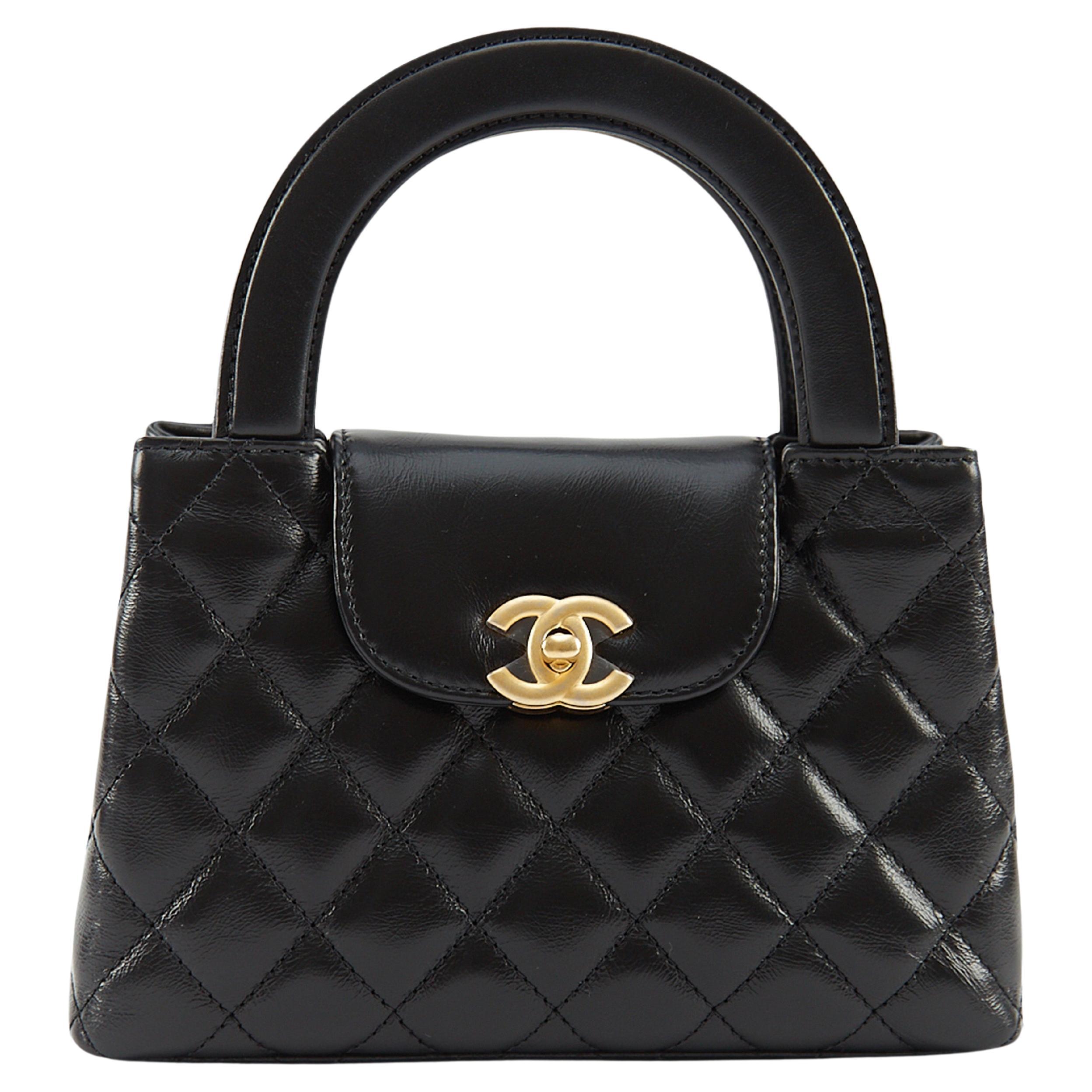 CHANEL SMALL KELLY BAG BLACK Lambskin Leather with Gold-Tone Hardware For  Sale at 1stDibs