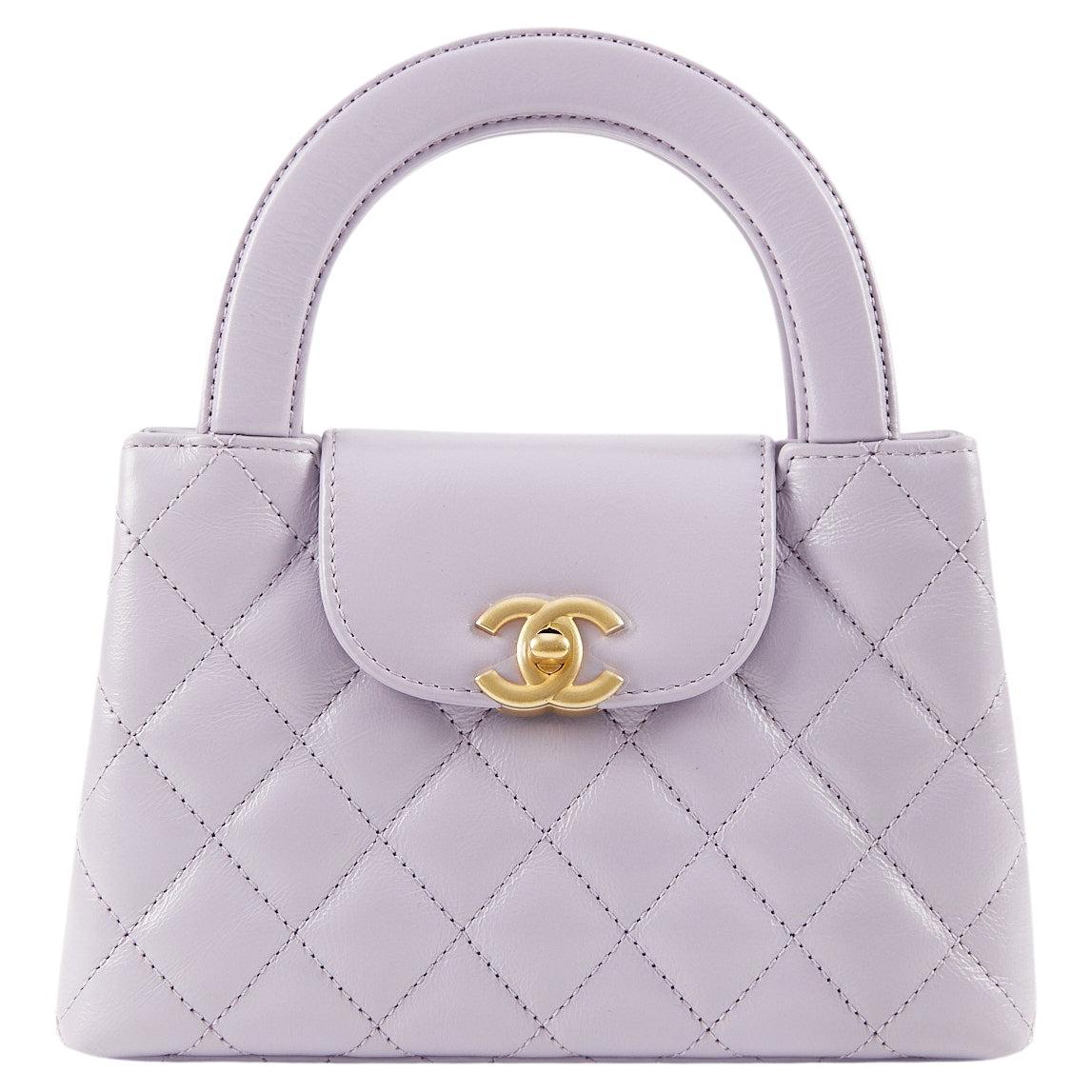 CHANEL SMALL "KELLY" BAG LILAC Aged Calfskin Leather with Gold-Tone Hardware