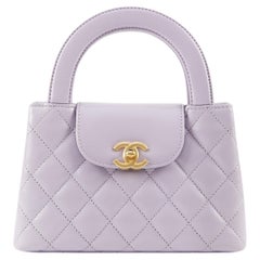 CHANEL SMALL "KELLY" BAG LILAC Aged Calfskin Leather with Gold-Tone Hardware