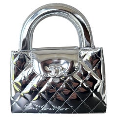 Chanel Small Kelly Shopper Metallic Silver Calfskin Silver Hardware