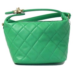 Chanel Small Lambskin Gold HW Hobo Bag Green
