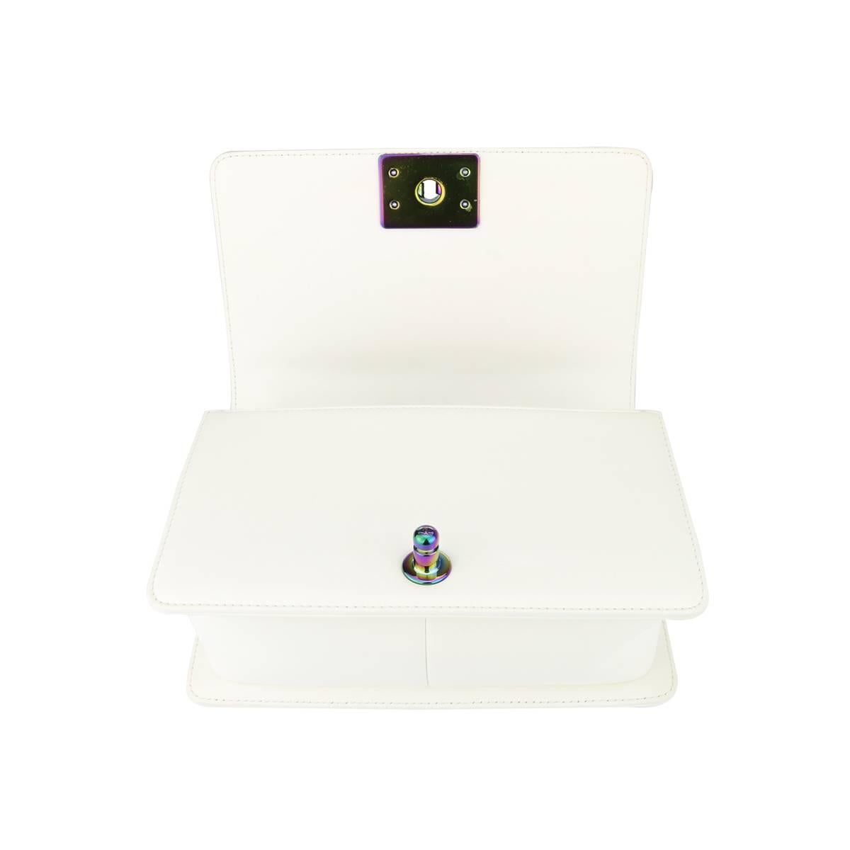 Chanel Small LED Boy White Lambskin Bag with Rainbow Hardware, 2017 4