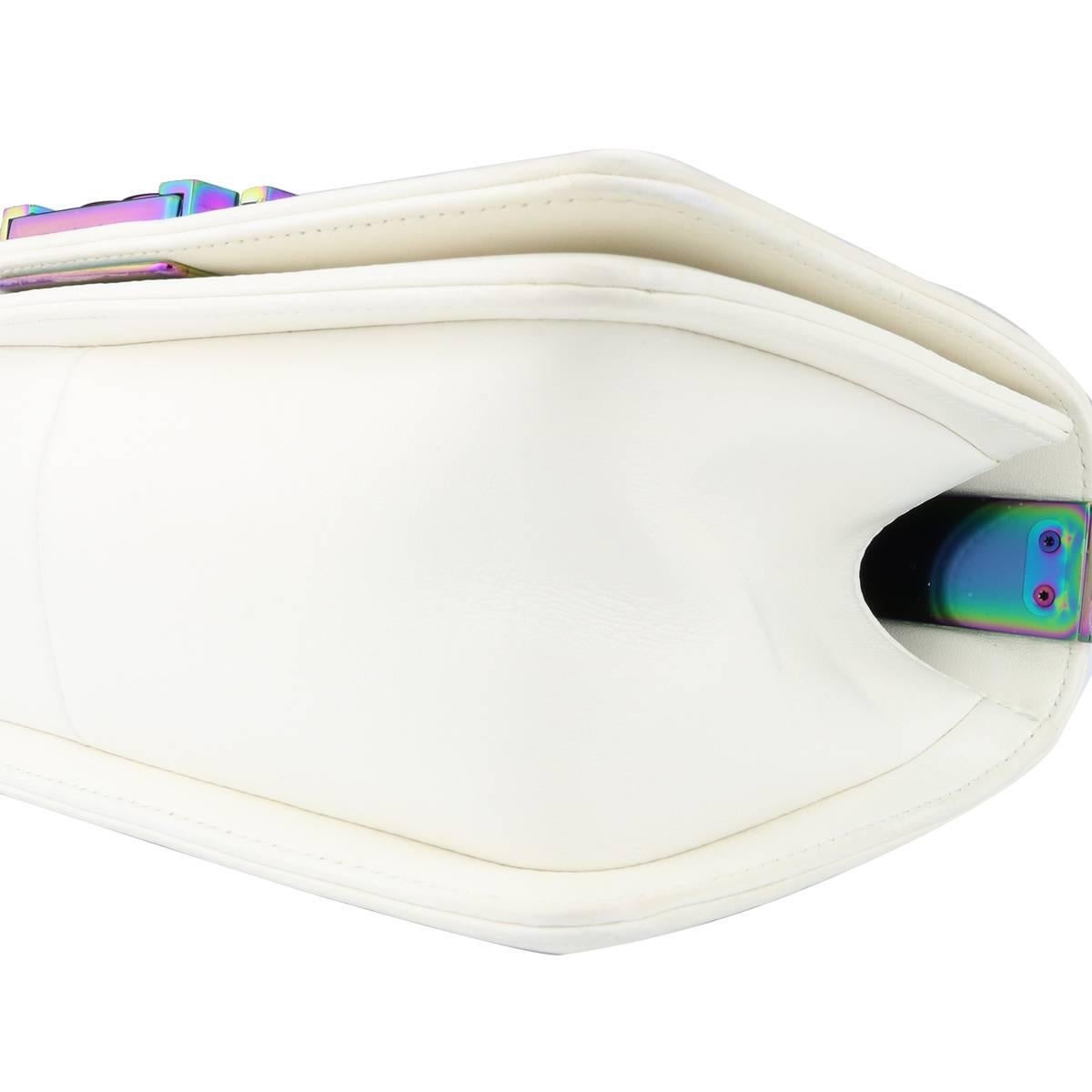 Chanel Small LED Boy White Lambskin Bag with Rainbow Hardware, 2017 2