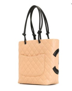 CHANEL Kleine Ligne Cambon Gesteppte Eimer-Tasche Beige & Schwarz:: CC Mark