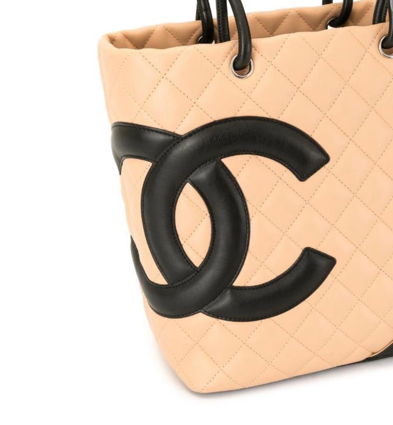 CHANEL Small Ligne Cambon Quilted Bucket Tote Beige and Black, CC Mark at  1stDibs