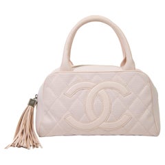 Chanel Small Pink Canvas Timeless Tassel Bowling Bag