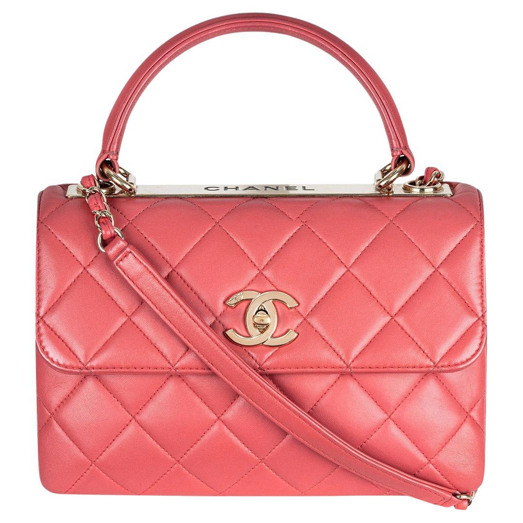 CHANEL Trendy CC Top Handle Flap Bag- Coral in 2023