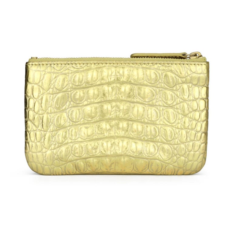 CHANEL Small Pouch Metallic Gold Crocodile Embossed Calfskin w/GHW 2019