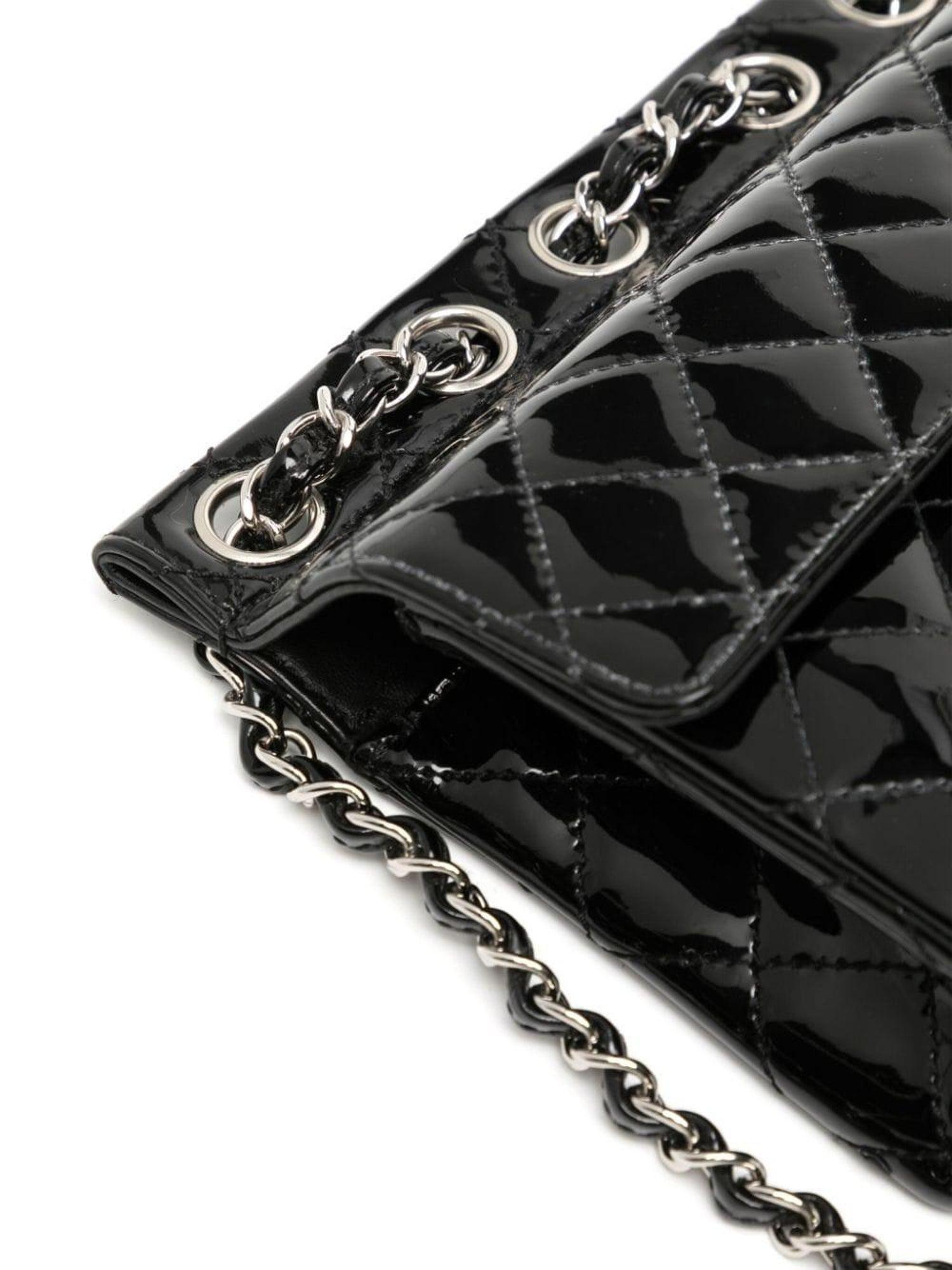 Chanel Small Quilted Patent Leather Flap with Classic Back Pocket Bag For Sale 4