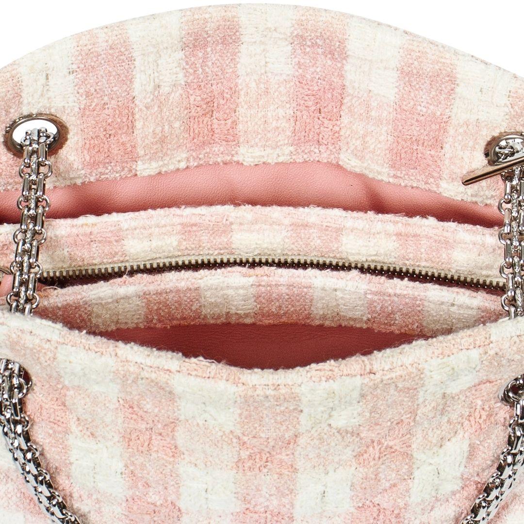 Chanel Small Quilted Pink Gingham Tweed Bag For Sale 2