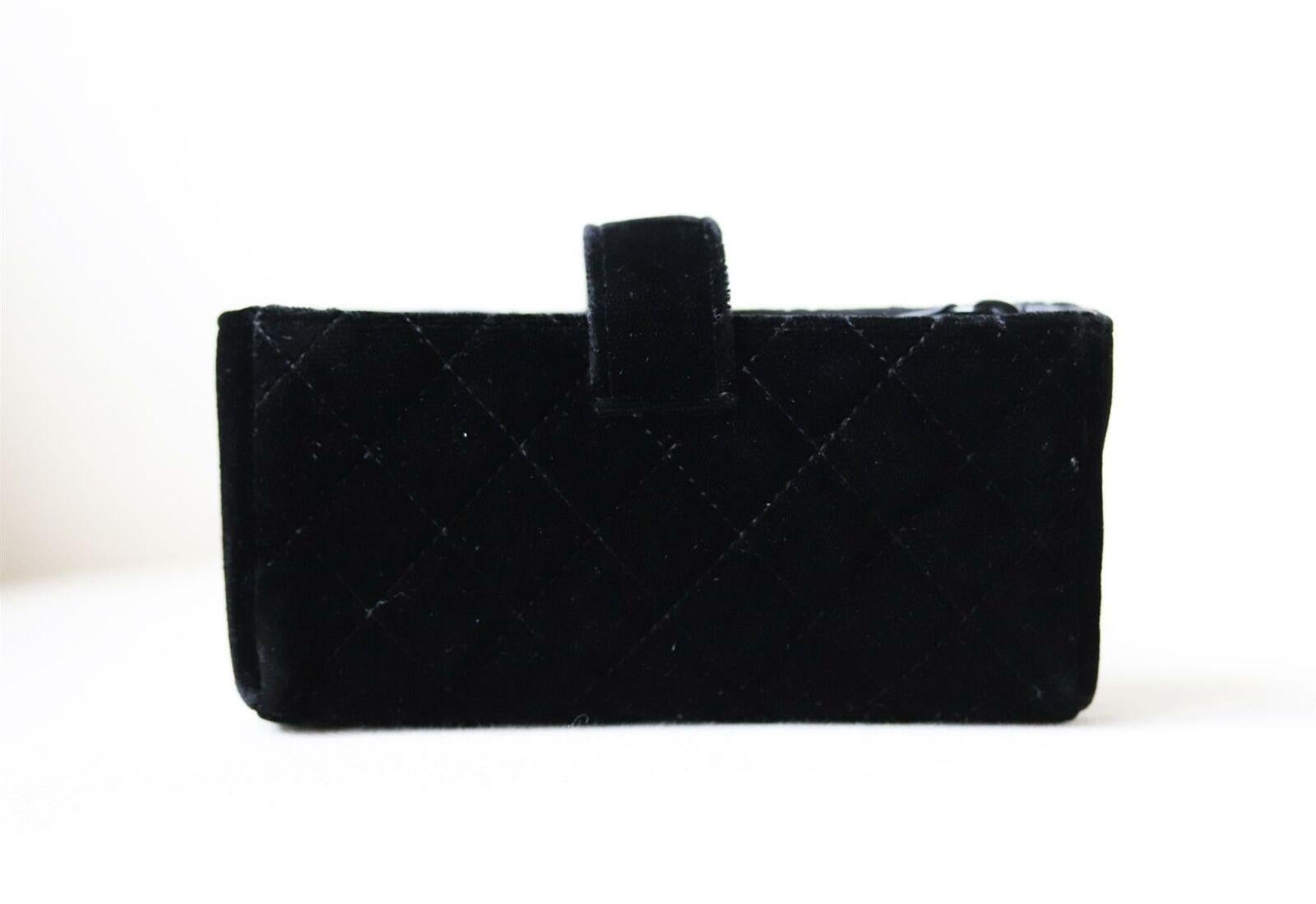 Chanel Small Quilted Velvet Clutch with Long Chain 1