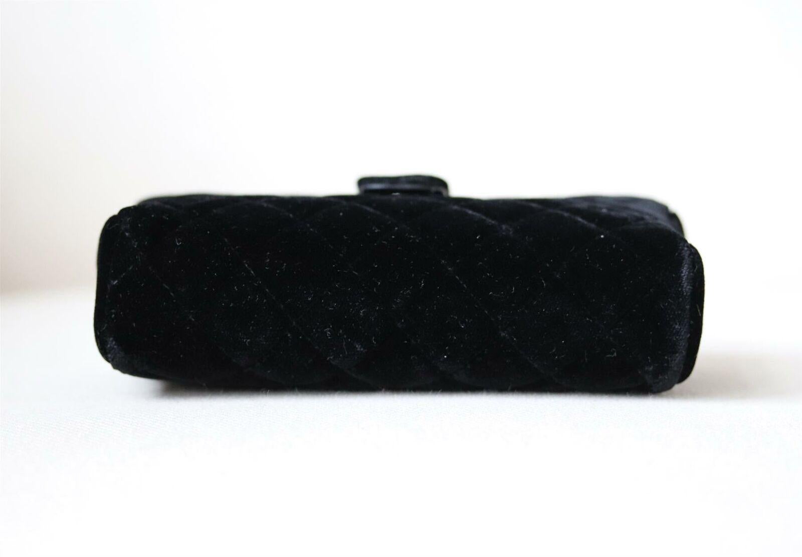 Chanel Small Quilted Velvet Clutch with Long Chain 2