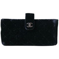 Chanel Small Quilted Velvet Clutch with Long Chain