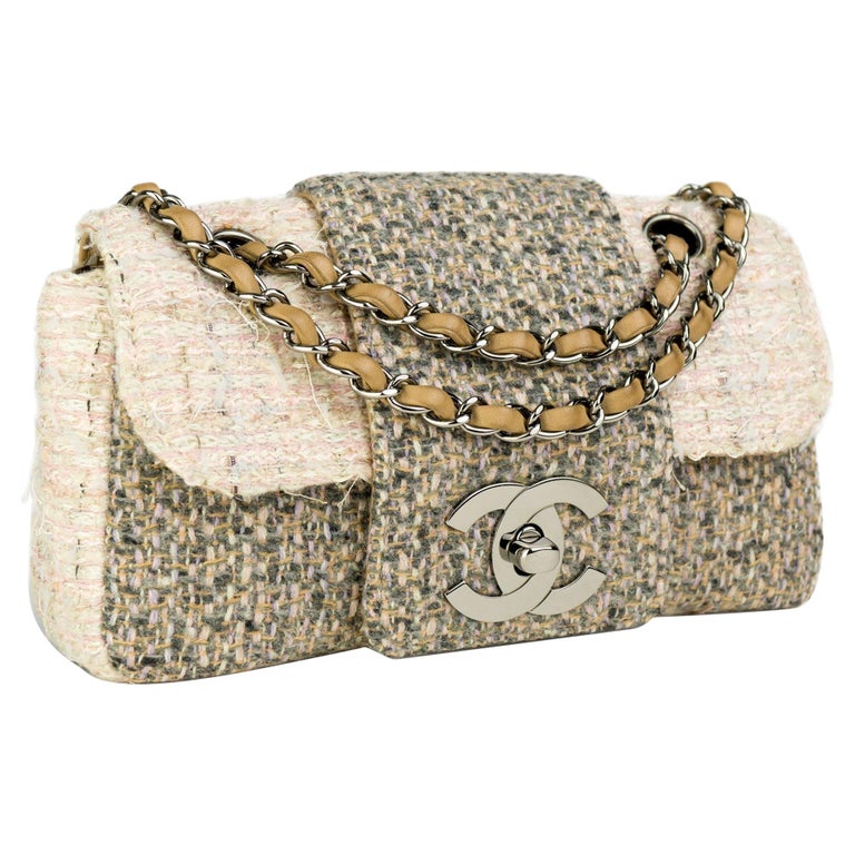 Chanel Small Rare Tweed Cream Beige Classic Flap Bag For Sale at 1stDibs | chanel  tweed flap bag, chanel small classic flap bag, rare chanel flap bag