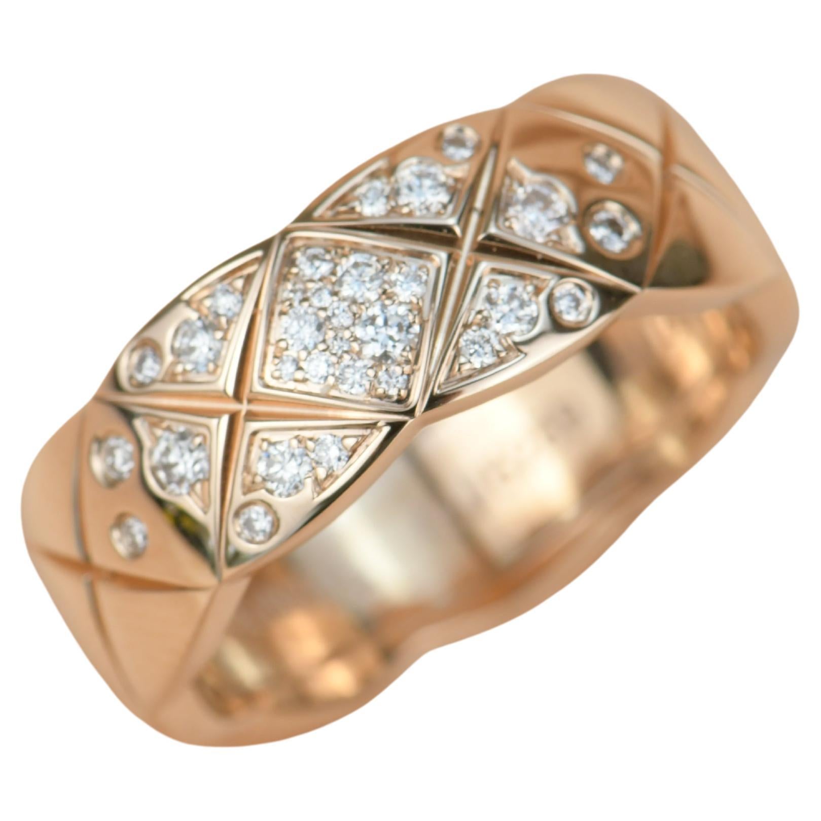 Chanel Small Rose Gold Diamond Coco Crush Ring For Sale