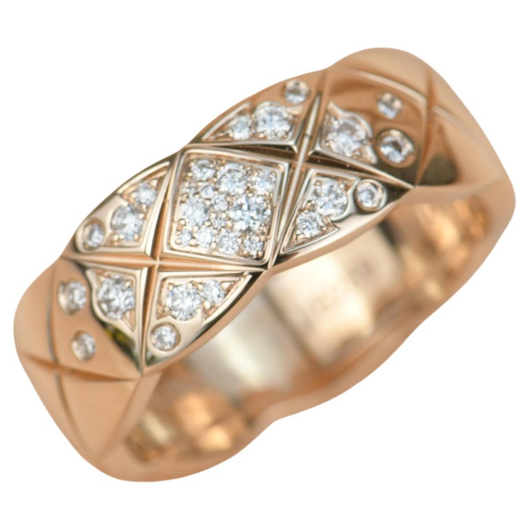 Chanel Small Rose Gold Diamond Coco Crush Ring For Sale at 1stDibs