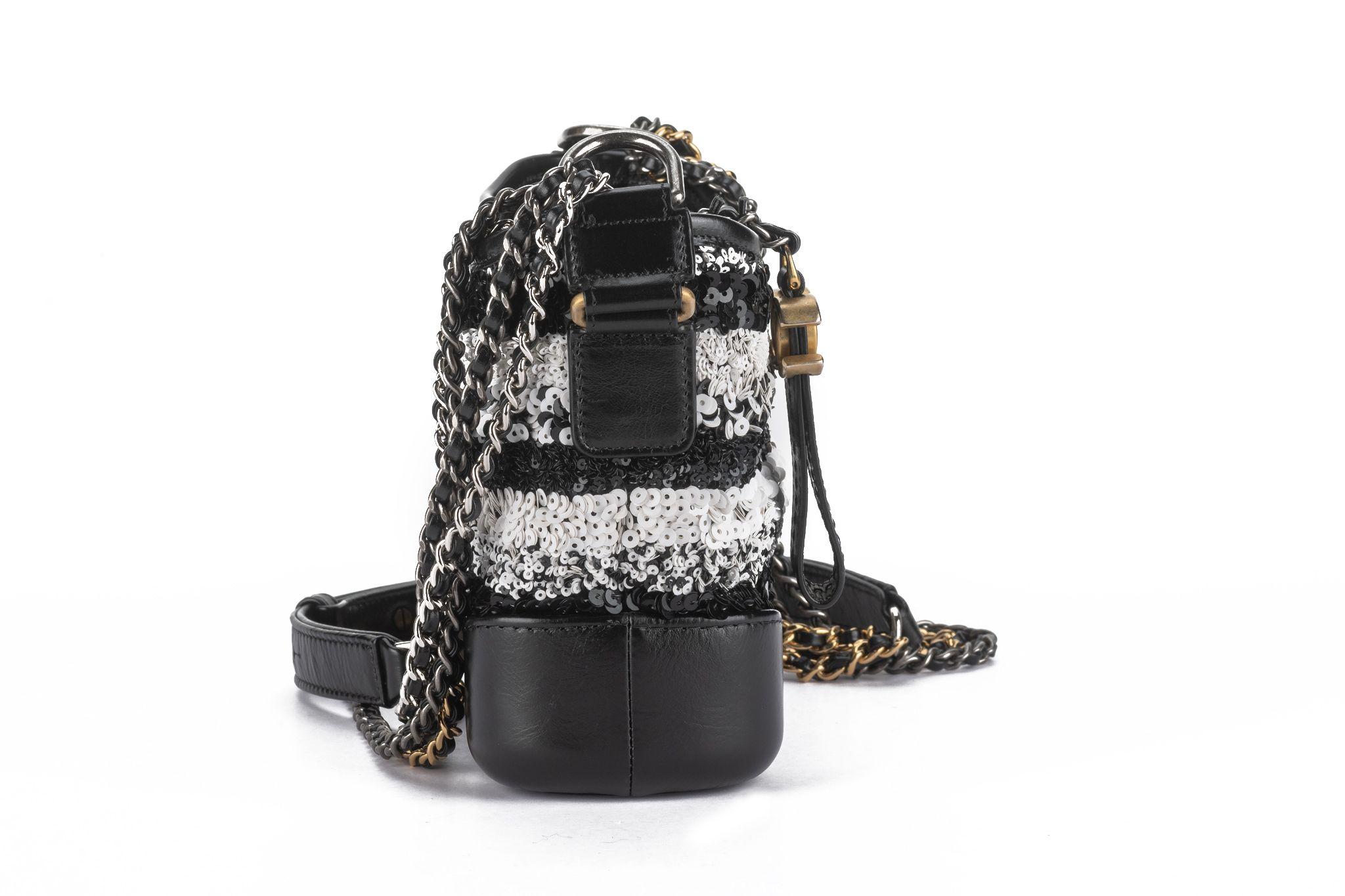Black Chanel Small Sequin Gabrielle Hobo For Sale