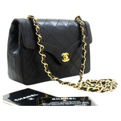 CHANEL Small Single Chain Flap Shoulder Bag Black Quilted Lambskin