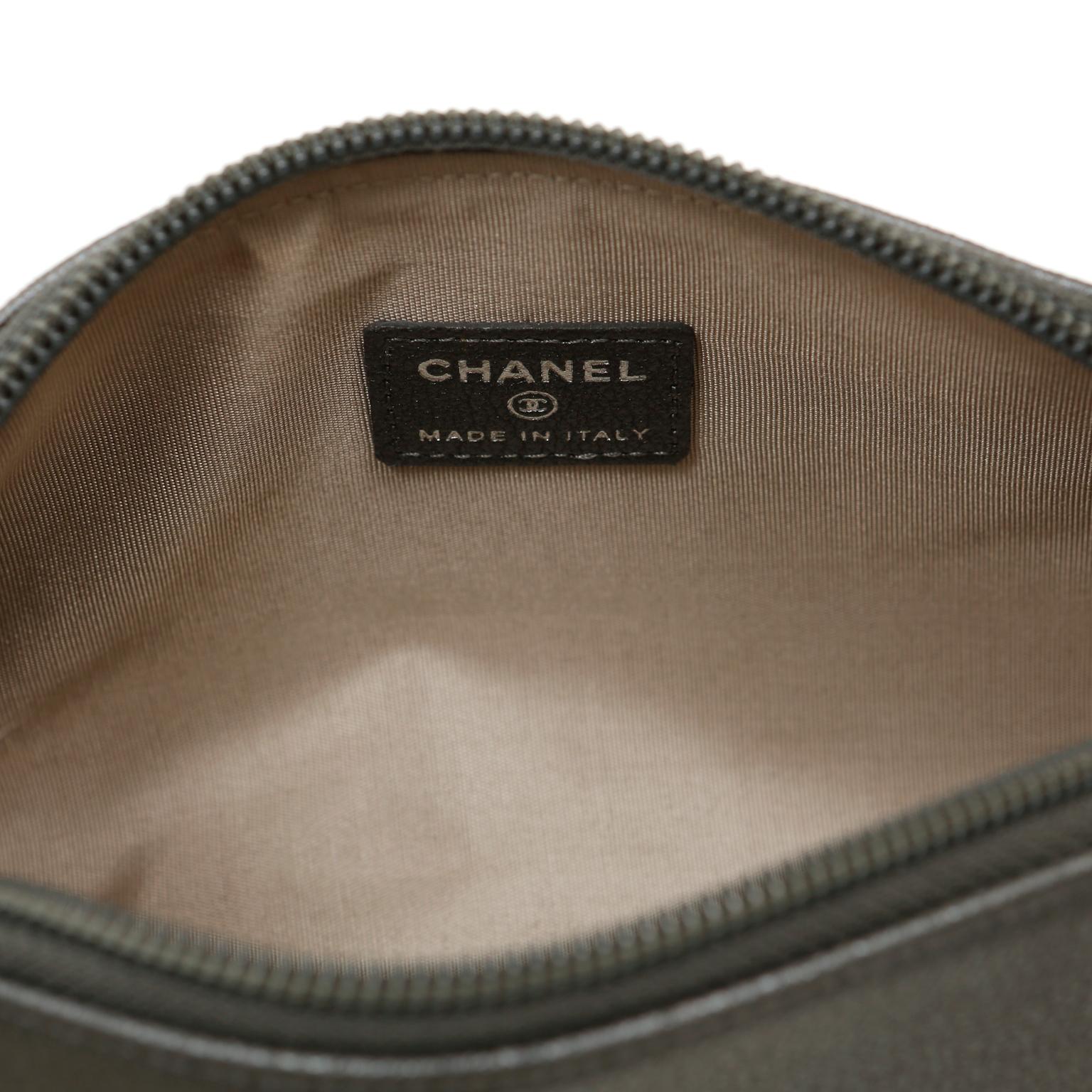 Women's Chanel Small Slate Grey Camellia Pouch For Sale