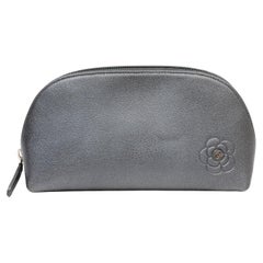 Chanel Small Slate Grey Camellia Pouch