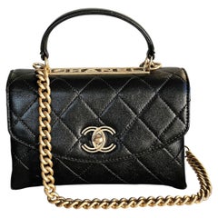 Chanel Small Trendy CC Black Lambskin Flap Bag Gold HW - Boutique Full Set