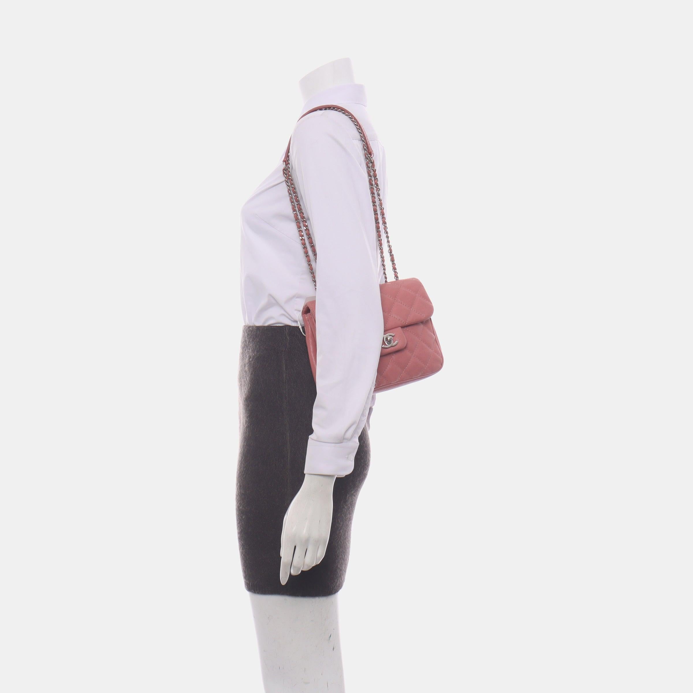 Chanel Small Urban Companion Flap Bag in Mauve Pink Caviar Leather, 2018-2019
 These are professional photos of the actual bag offered by Luxbags.
 This 2018-2019 Chanel Small Urban Companion Flap Bag features Mauve Pink caviar leather and silver