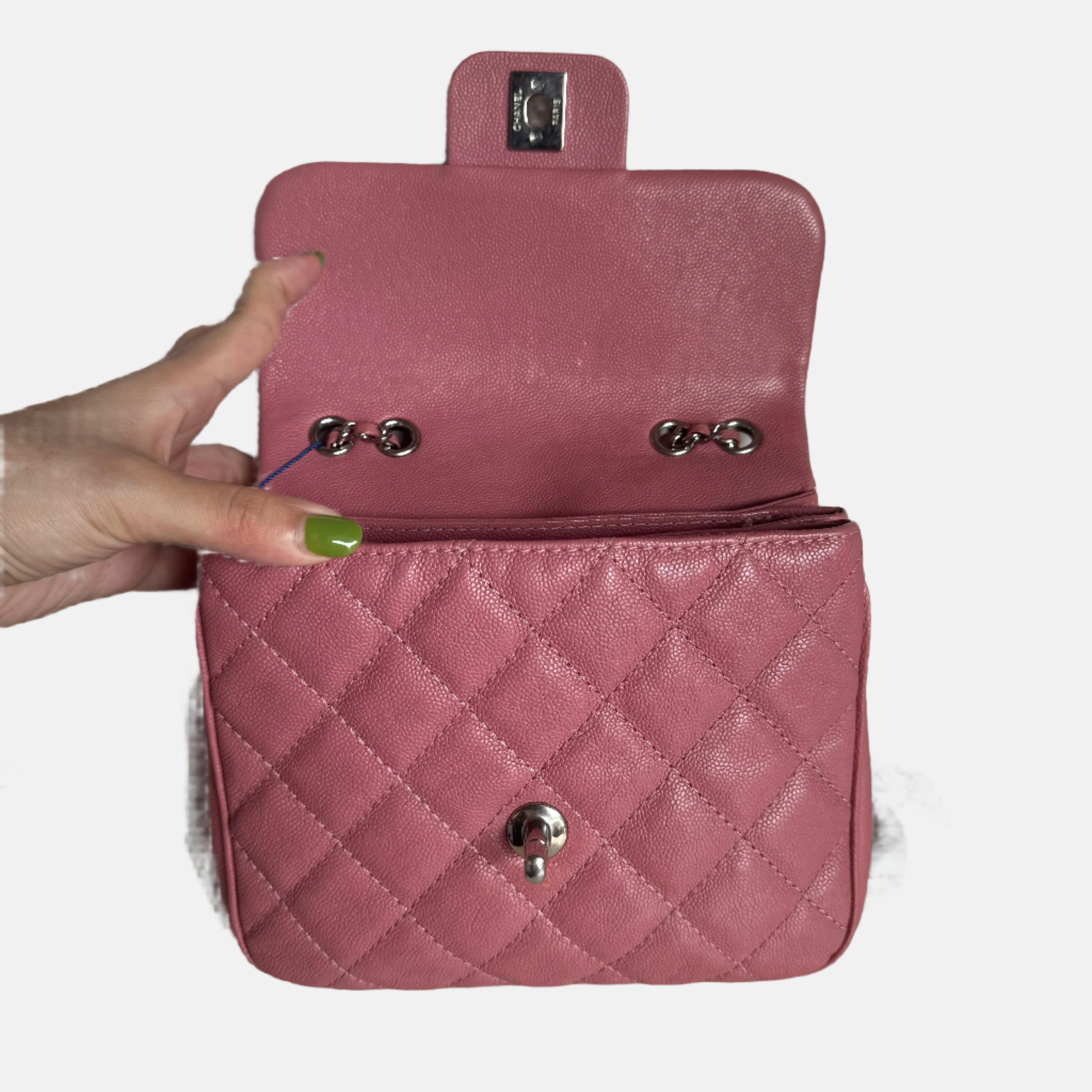 Chanel Small Urban Companion Flap Bag in Mauve Pink Caviar Leather, 2018-2019 For Sale 16
