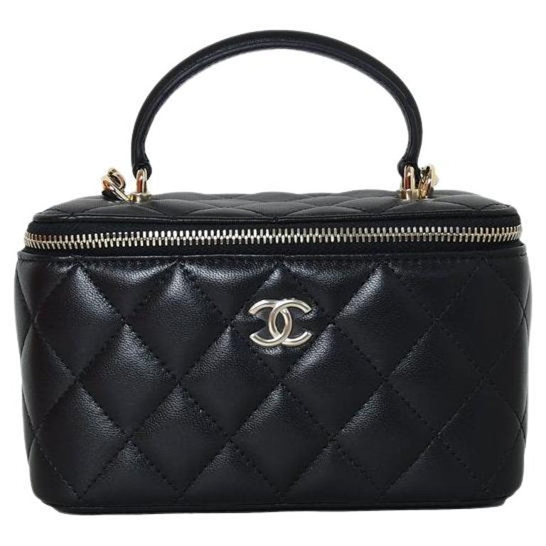 Chanel Small Vanity Bag With Chain Black For Sale at 1stDibs