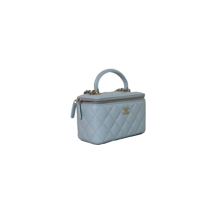 Chanel Small Vanity Bag With Chain Light Blue For Sale at 1stDibs  chanel  vanity bag blue, chanel vanity blue, chanel vanity with chain