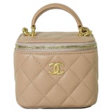 Chanel Small Vanity With Chain Lambskin Gold-Tone Metal Beige For Sale at  1stDibs