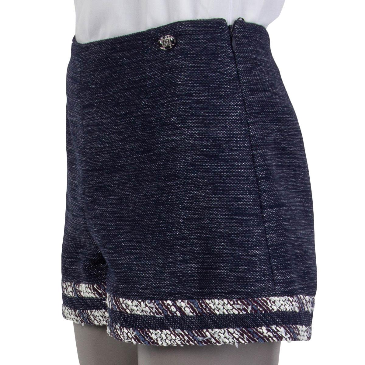Black CHANEL smokey purple cotton 2013 TWEED Shorts Pants 38 S For Sale