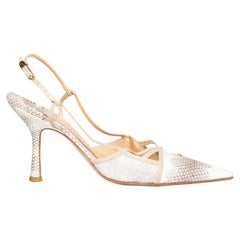 Chanel Snakeskin Print Leather Pointed Toe Heels Size IT 39.5