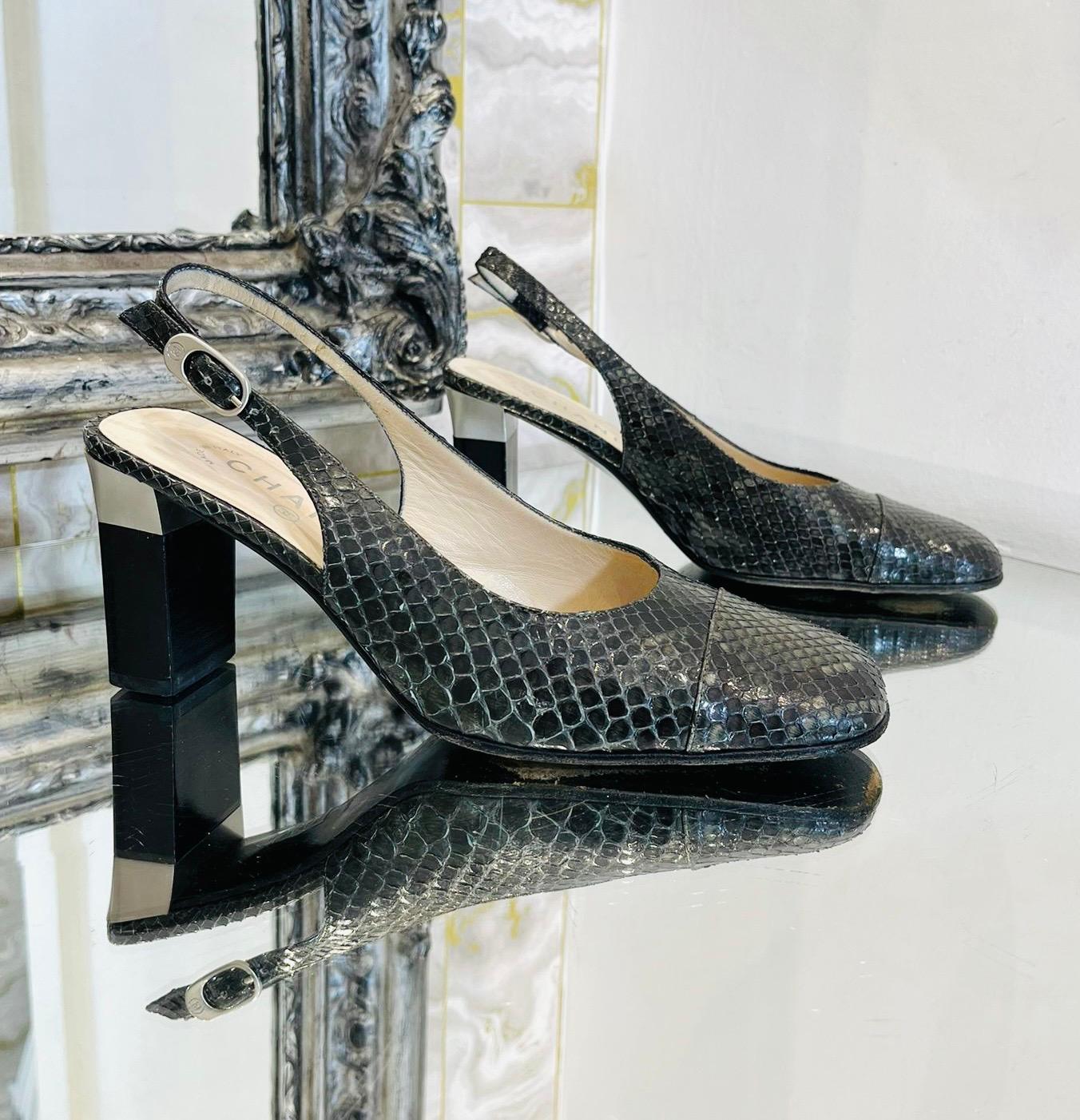 Chanel Snakeskin Slingback Pumps In Good Condition In London, GB