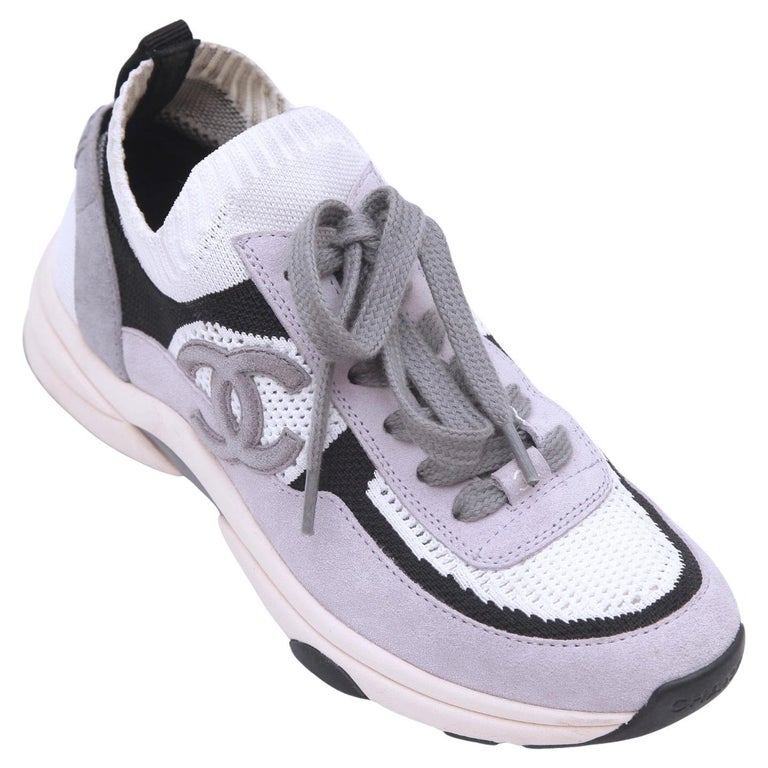 CHANEL white black grey nylon CRUISE 2020 Sneakers Shoes 39 at 1stDibs