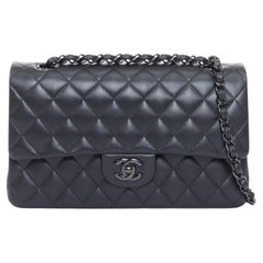 CHANEL So Black 11.12 Medium Classic Double Flap quilted lambskin shoulder bag