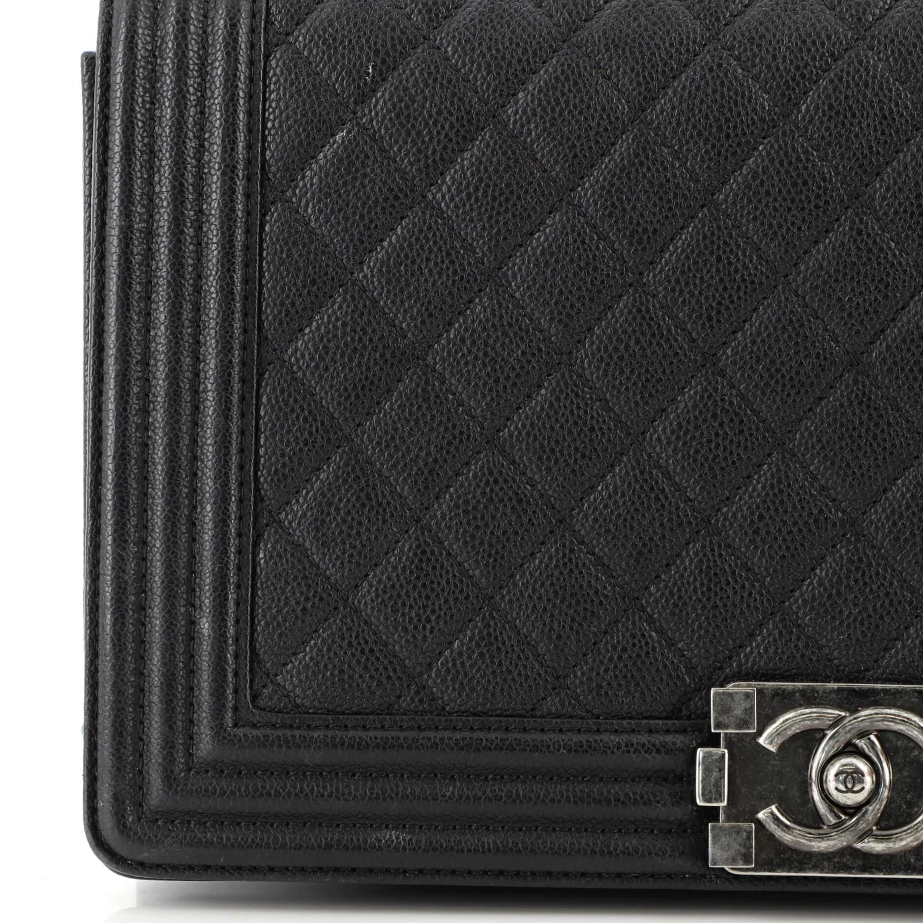 Chanel So Black Boy Flap Bag Quilted Caviar New Medium 1