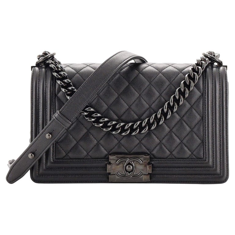 Chanel So Black Boy Flap Bag Quilted Caviar Old Medium at 1stDibs