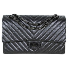 Chanel So Black Calfskin Leather Quilted 2.55 Reissue 226 Classic Flap Bag